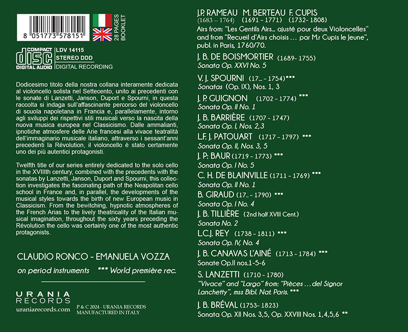 フランスのチェロの名手 1730-1790